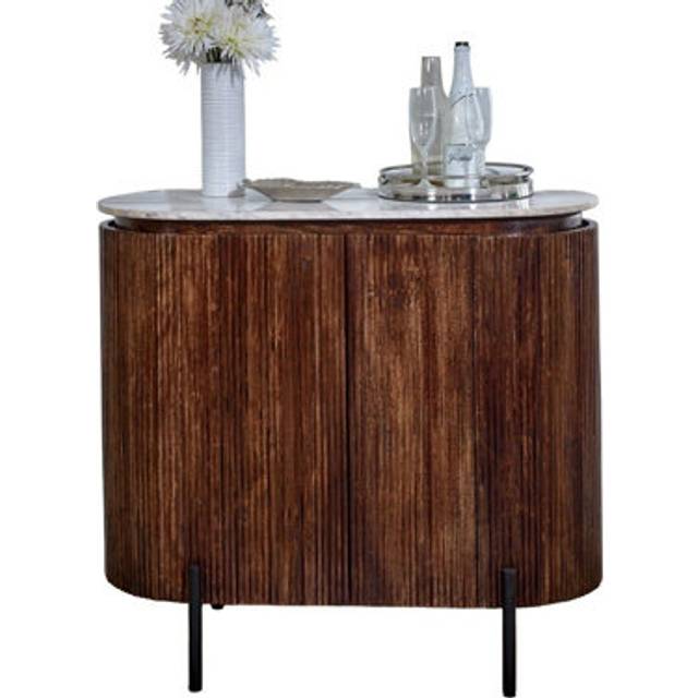 Opal Solid Wood Sideboard/Drinks Cabinet with Marble Top and Metal Legs