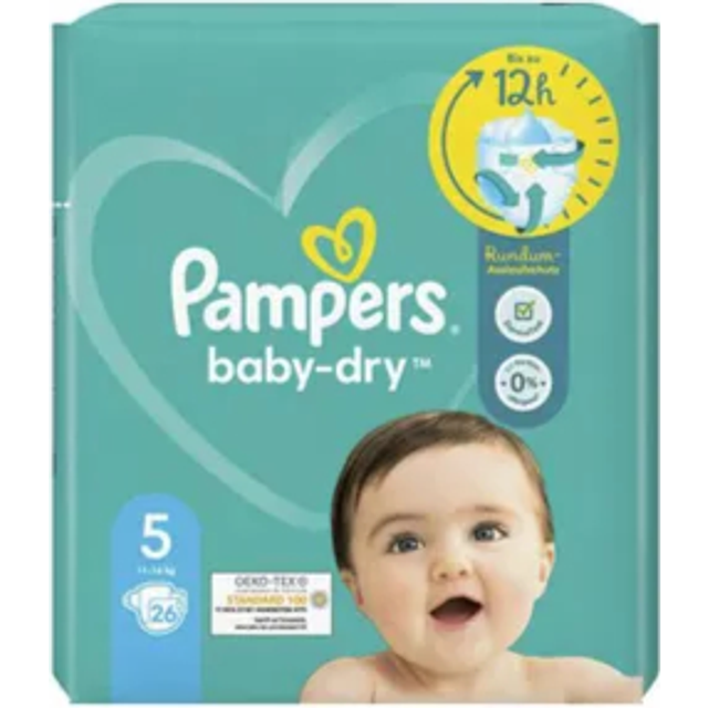 Pampers Babyblöjor storlek 5 (11–16 kg) babytorka, junior, 26 blöjor