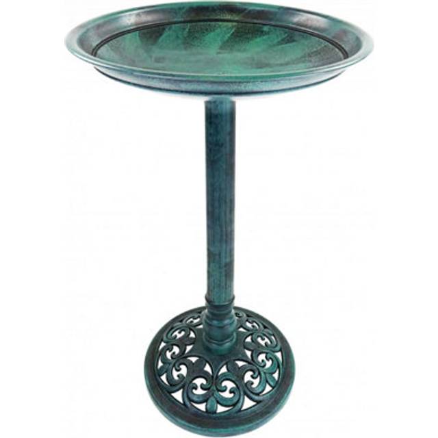 Traditional Ornamental Garden Pedestal Bird Bath - Green - One Size
