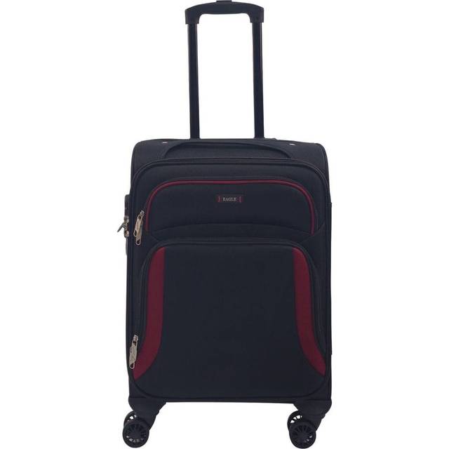 Infinity Leather Unisex Soft Shell Cabin Suitcase 55 x 40 x 20 cm Lightweight Luggage Suitable for Easyjet, Ryanair - Black - One Size