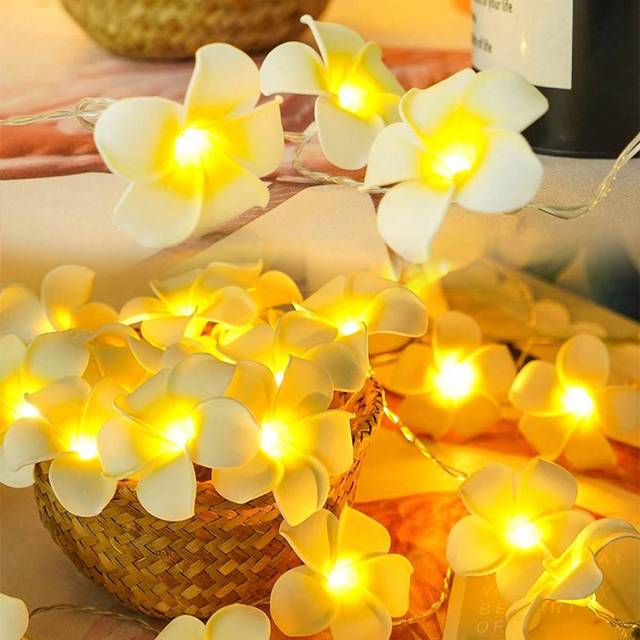 SHEIN 1pc LED Plumeria Decorative Light String (Excluding Battery), 2m/10 Lights, Suitable For Creating Romantic Atmosphere At Events Such As Birthdays, Wed
