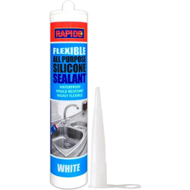 Rapide All-Purpose Flexible Silicone Sealant Cartridge White 260ml    5966 (Pack of 3)