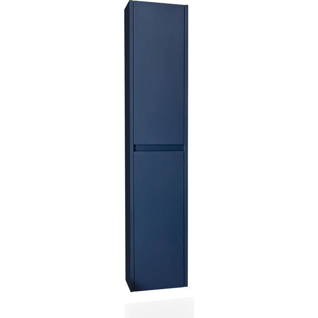 Square Wall Hung 2 Door Tall Bathroom Unit, 350mm - Midnight Blue