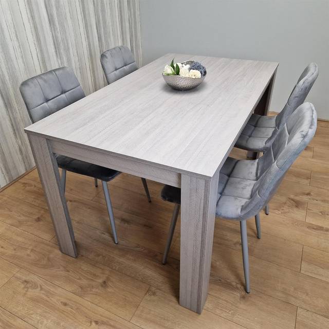 Kosy Koala Dining Table And 4 Chairs Grey 4 Grey Velvet Chairs Wood, Multi