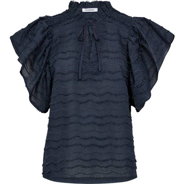 co’couture - Blus WavedingCC Frill Top - Blå