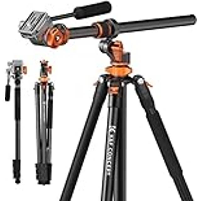 K&F Concept 90 inch/230cm Overhead Camera Tripod  Horizontal Shooting Video Tripods with Fluid Head Heavy Duty 10KG Load Capacity  Detachabl