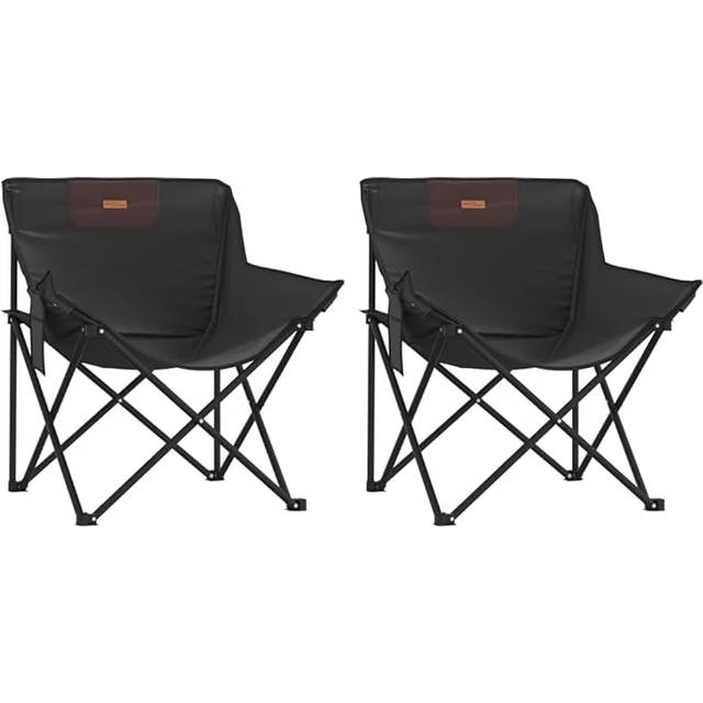 Campingstolar med ficka fällbar 2 st svart