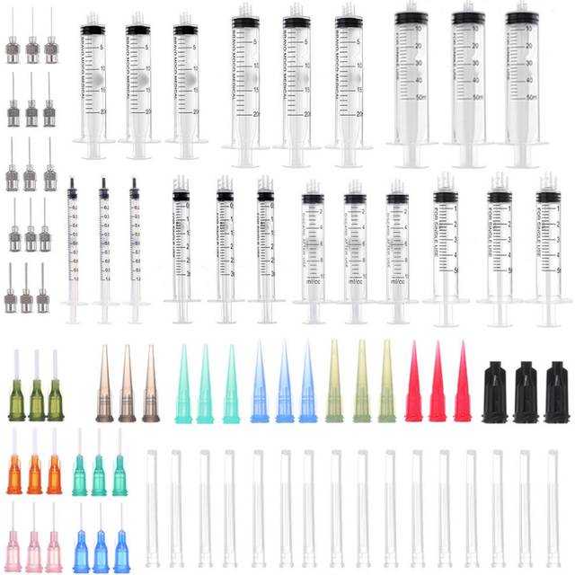 105Pcs/Set Dispensing Needle Kits Blunt Tip Syringe Stainless Steel TT PP Tip Needles Cap for Refilling and Measuring Liquids