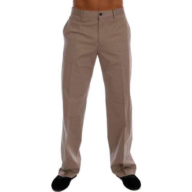 Beige Cotton Stretch Chinos Trousers