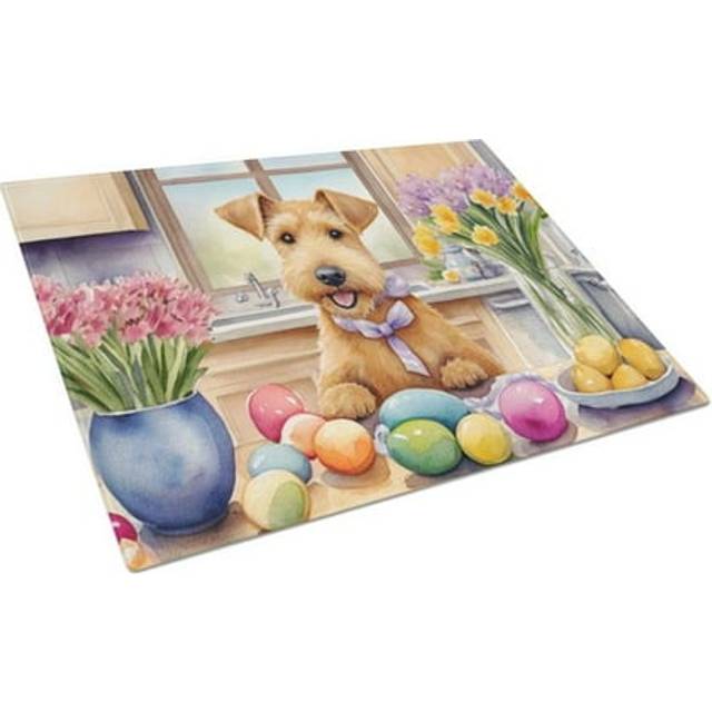 Carolines Treasures DAC6848LCB 15 x 12 in. Decorating Easter Lakeland Terrier Glass Cutting Board