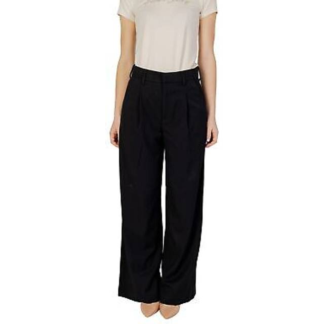 Only, Byxor, Dam, L, Polyester, Wide Byxor - black (L)