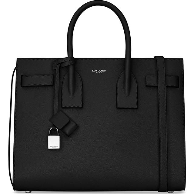 Classic Grained Leather Tote - Black - A sharp tote for polished dressing, this Classic design from Saint Laurent works a buckled strap and gleaming lock detail to hardware-driven effect.