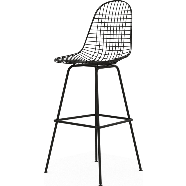 Vitra - Eames Wire Bar Chair High - basic dark/pulverbeschichtet/ outdoorfähig/BxHxT 55,5x112,5x53cm/mit Filzgleitern (112.5 x 55.5 x 53.0cm)
