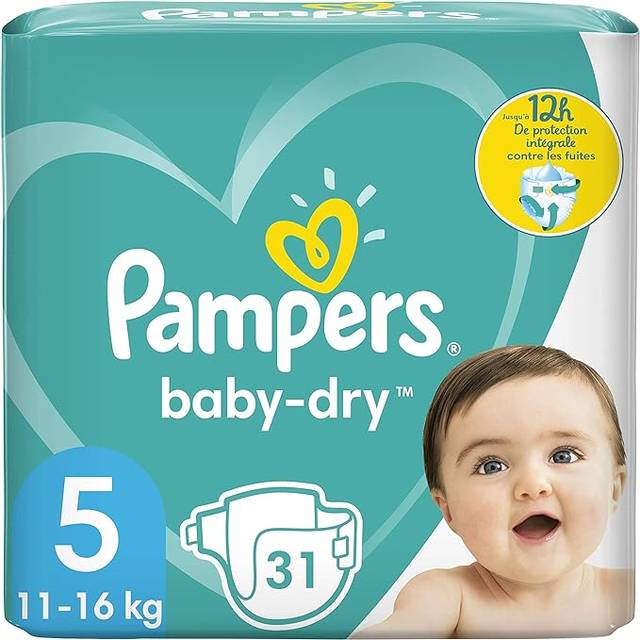Pampers Baby-Dry storlek 5, 31 blöjor, upp till 12 timmars allroundskydd, 11–16 kg, 887 g