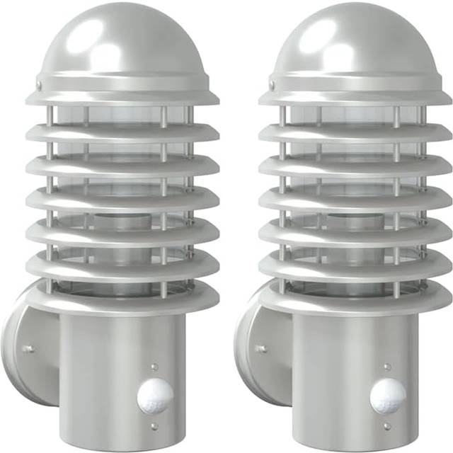 Vidaxl - Outdoor Wall Lights with Sensors 2pcs Silver Stainless Steel