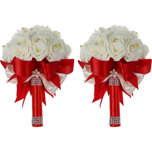 2X Beautiful Wedding Bouquet Bridal Bridesmaid Flower Wedding Bouquet Artificial Flower Bouquet Bridal Bouquets