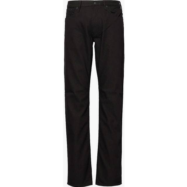 Emporio Armani Mens Nero Brand-patch Regular-fit Tapered-leg Low-rise Cotton-blend Jeans 38/30 - NERO