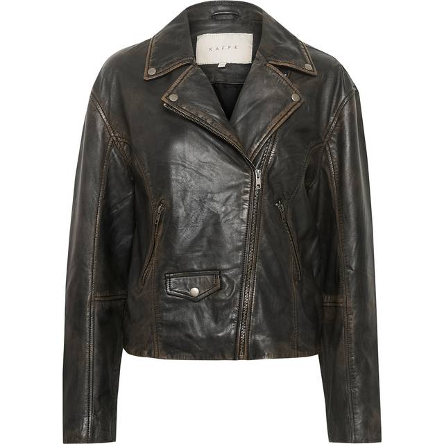 KAFFE - Skinnjacka kaJane Leather Jacket - Svart