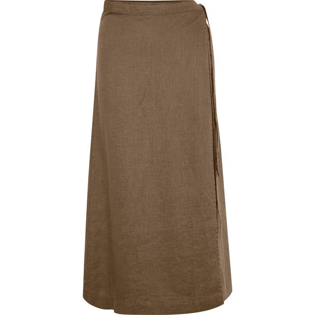 Part Two Gadiela Pure Linen Tie Waist Midi Skirt, Bright White