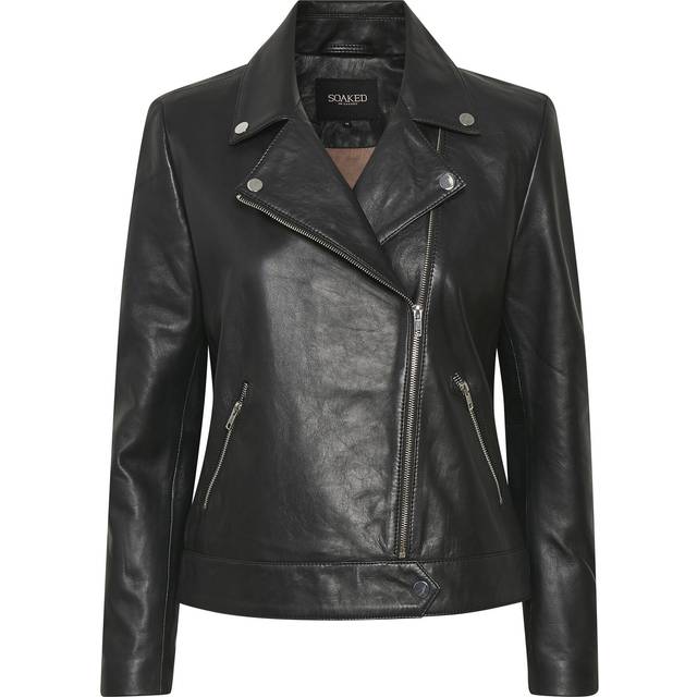 Women's long-sleeved leather jacket Soaked in Luxury Maeve - Noir