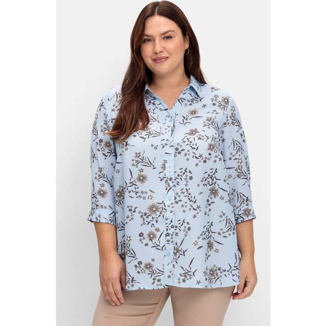 Witt Floral Print Longline Blouse - Light Blue Print
