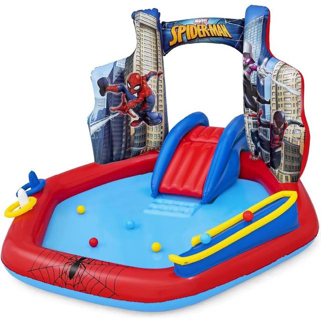 Spiderman Inflatable Play Centre Paddling Pool With Water Slide