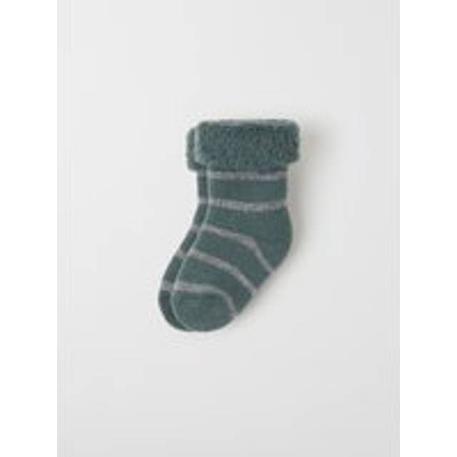 Terry Merino Baby Socks - Green - 1-4m x 13/15