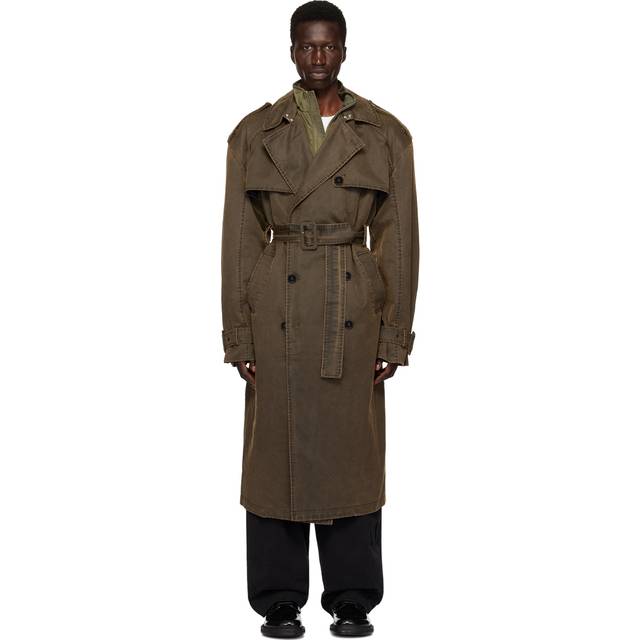 Han Kjobenhavn Brown Oversized Coated Trench Coat - DIRTY TINT - IT 48