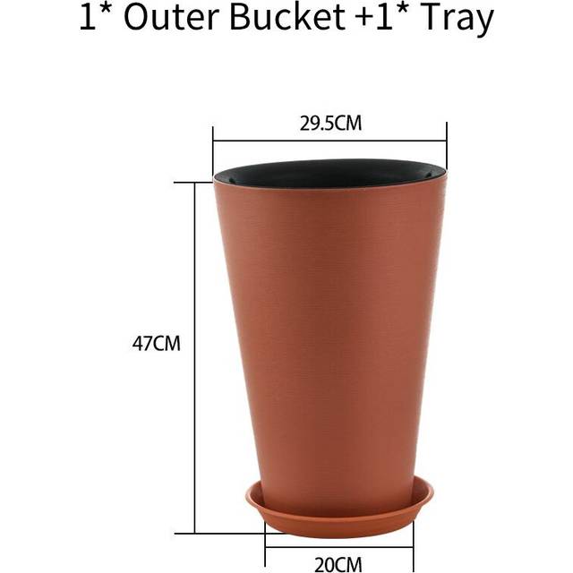 (Brown, 47cm/18.50in) Insert Planter Flowerpot Outdoor Garden Balcony Indoor Durable Sturdy Large