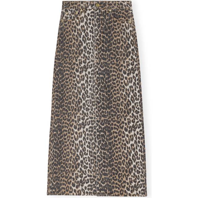 Ganni Denim Maxi Slit Skirt - Leopard