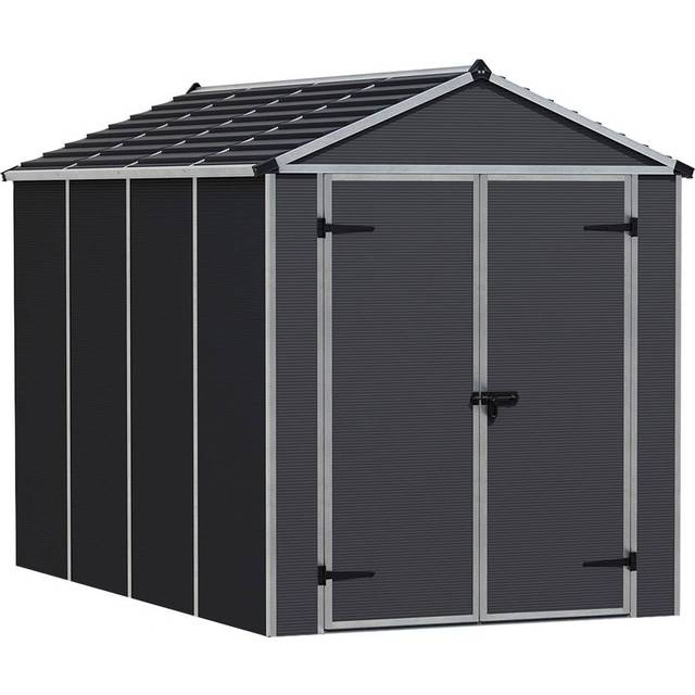 Palram Sheds Palram Canopia Rubicon Plastic Apex Shed in Dark Grey 6 x 10