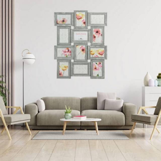 Trendi Large Multi Aperture Photo Frame For 12 6 X 4 Photos  Grey Photo - One Size
