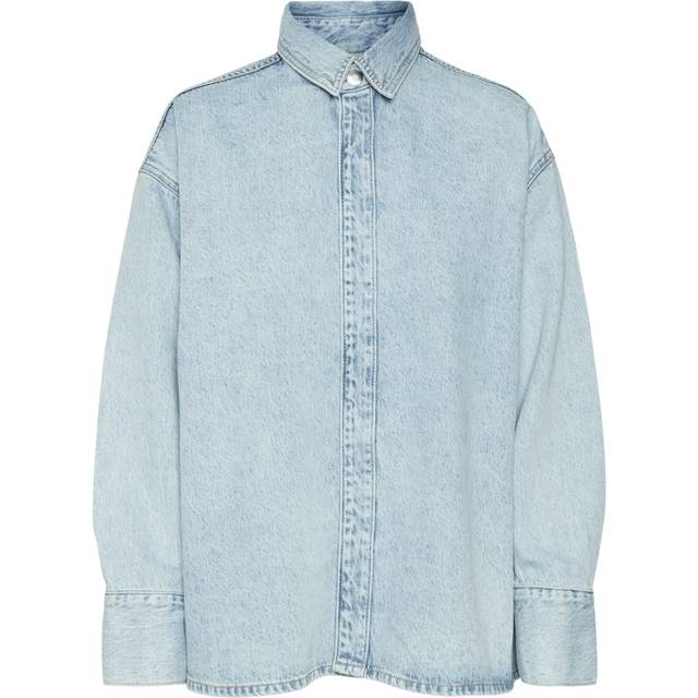 Vero Moda Vmhamson LS Loose DNM Shirt Kvinde Light Blue Denim Skjorter Loose Fit Str S - Denim hos Magasin