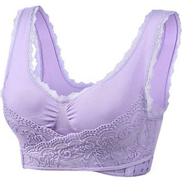 (Purple, 3XL) Women Comfy Corset Bra Front Cross Side Buckle Lace Bras Slim &Shape Posture Bra
