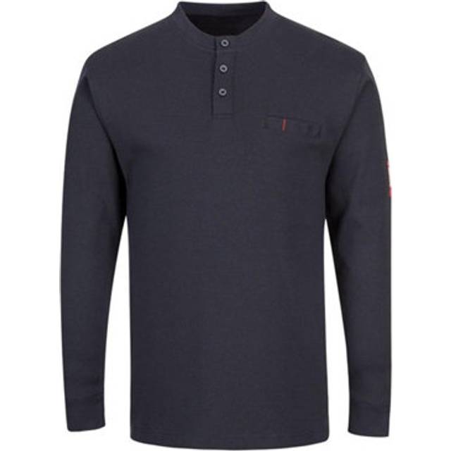 (3XL, Navy) Portwest Mens Flame Resistant Henley T-Shirt
