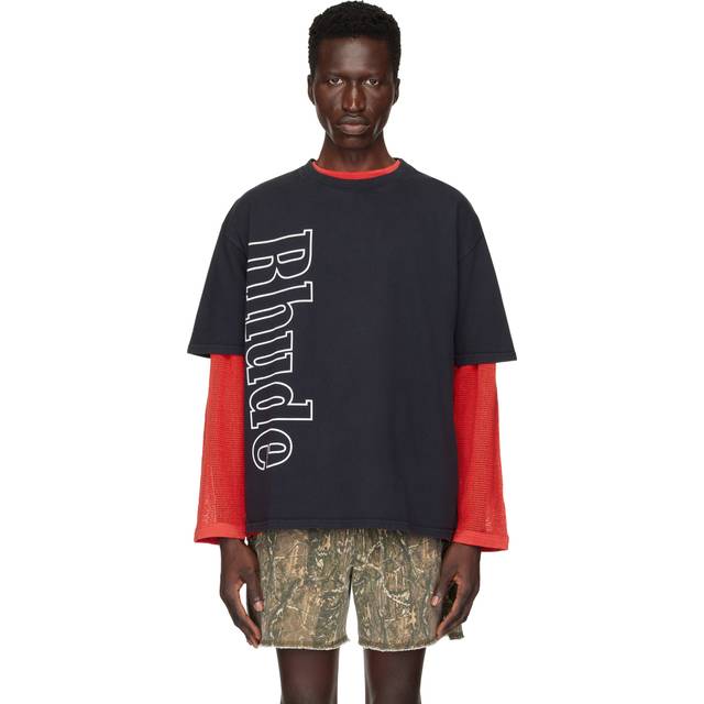 Rhude SSENSE Exclusive Black Side Logo T-Shirt - VTG BLACK - XXL