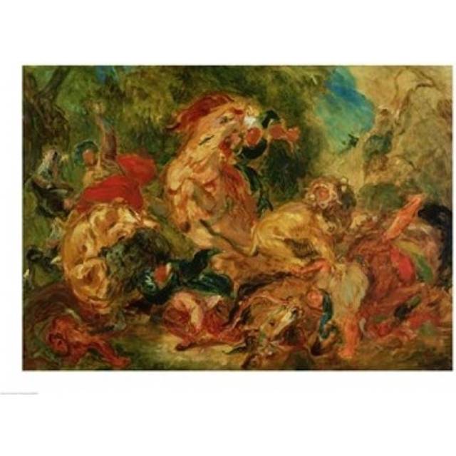 Study for The Lion Hunt 1854 Poster Print by Eugene Delacroix - 36 x 24 in. - Large