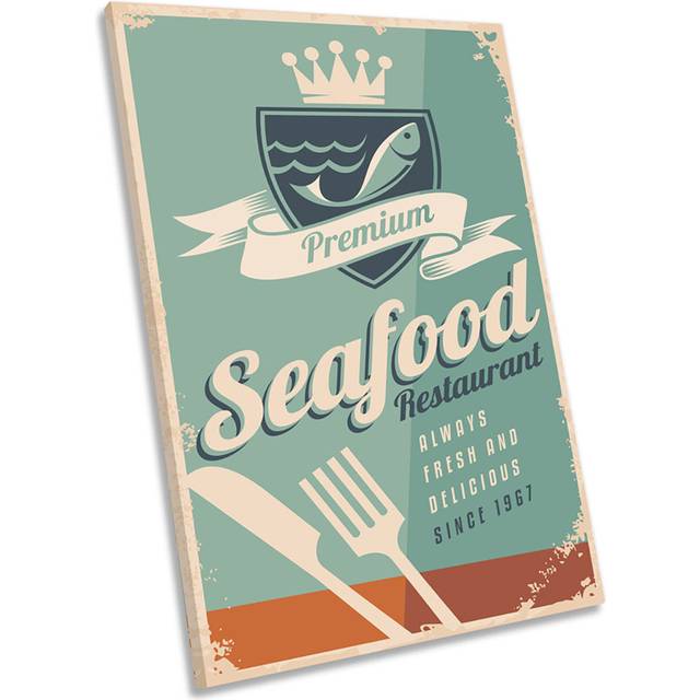 Seafood Restaurant Kitchen Framed CANVAS WALL ART Picture Print (76.2cm H x 50.8cm W)