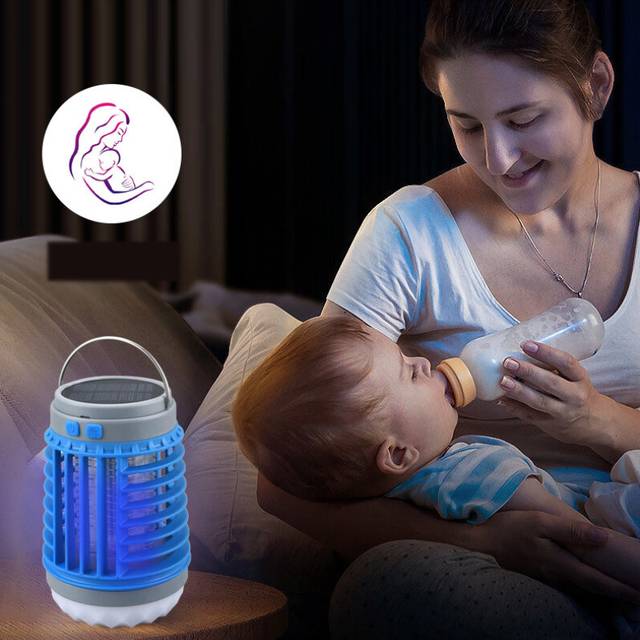 Mosquito Solar Lamp Electric Insect Trap Catcher Killer Bug Trap Outdoor Blue