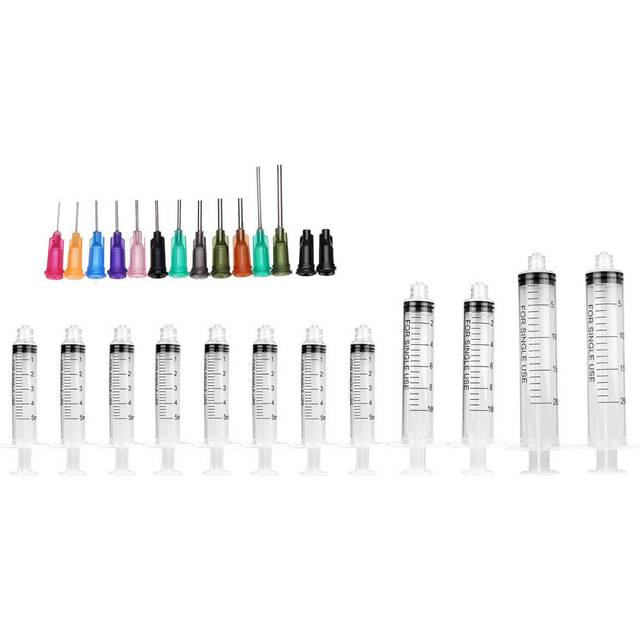 26Pcs/Set Dispensing Needle Kits Blunt Tip Syringe Needles Cap for Refilling and Measuring Liquids Industrial Glue Applicator