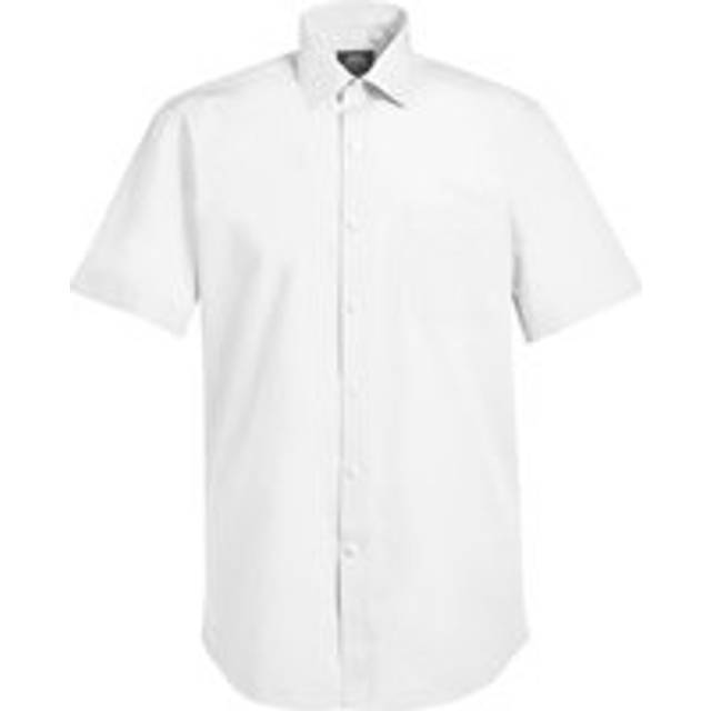 (17in, White) Brook Taverner Mens Rosello Poplin Short-Sleeved Formal Shirt
