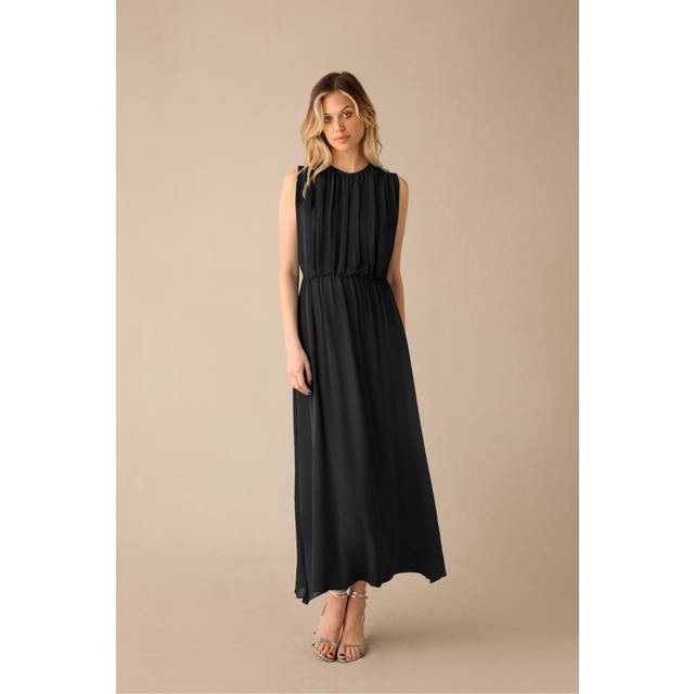 Ro&Zo Womens Lucia Black Gathered Waist Maxi Dress - Size 16 UK