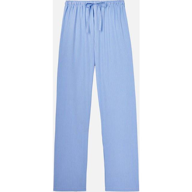 "Sky Blue & White" Stripe Crisp Cotton Pyjama Trousers - Light Blue - M