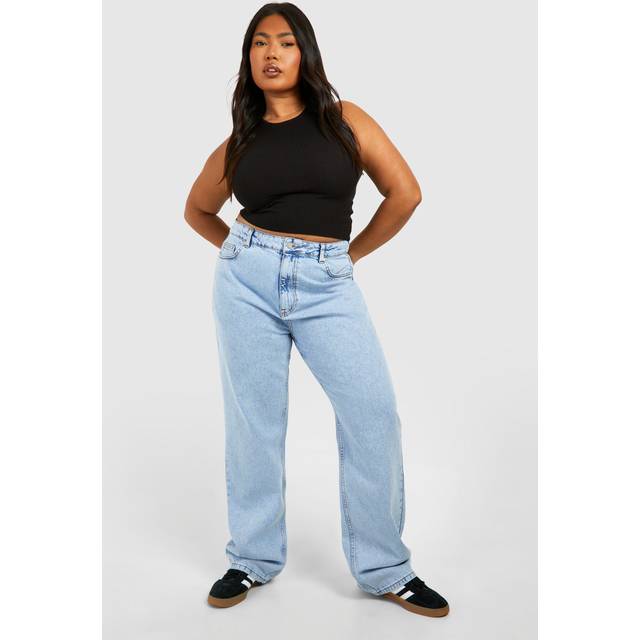 Womens Plus Light Acid Wash Straight Leg Jeans - Blue - 22, Blue