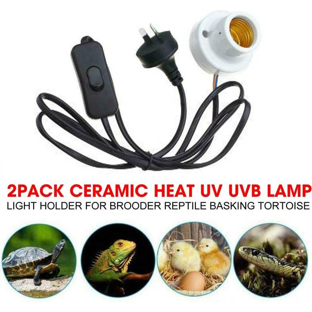 2Pack Ceramic Heat UV UVB Lamp Light Holder For Brooder Reptile Basking Tortoise