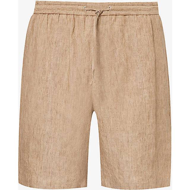 Emporio Armani Mens Nocciola Relaxed-fit Elasticated-waistband Linen Shorts 40 - NOCCIOLA