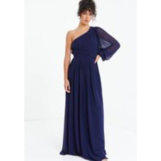 Quiz Womens Navy Chiffon One Sleeve Maxi Dress - Blue - Size 12 UK