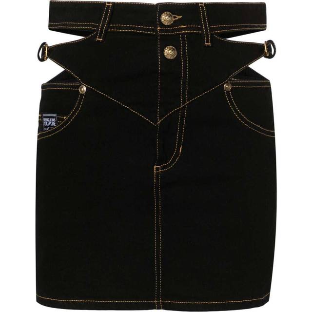 Versace Jeans Couture, Kjol, Dam, XS, Denim, Svart Denimkjol med Barockspänne - black (XS)