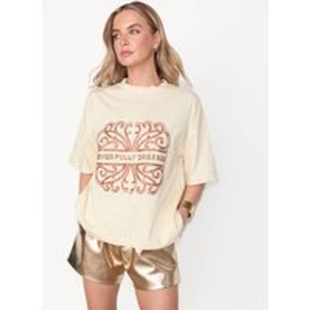 Never Fully Dressed Cotton Beaded T-Shirt, Cream