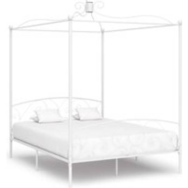 Canopy Bed Frame White Metal 160x200 cm - One Size